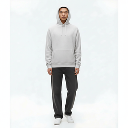 Lightweight Hoodie Pullover on model - White front view
