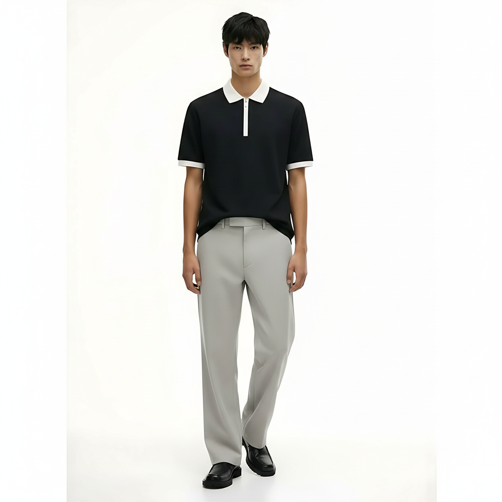 Heavyweight Cotton T-Shirt 250g on model - Gray front view