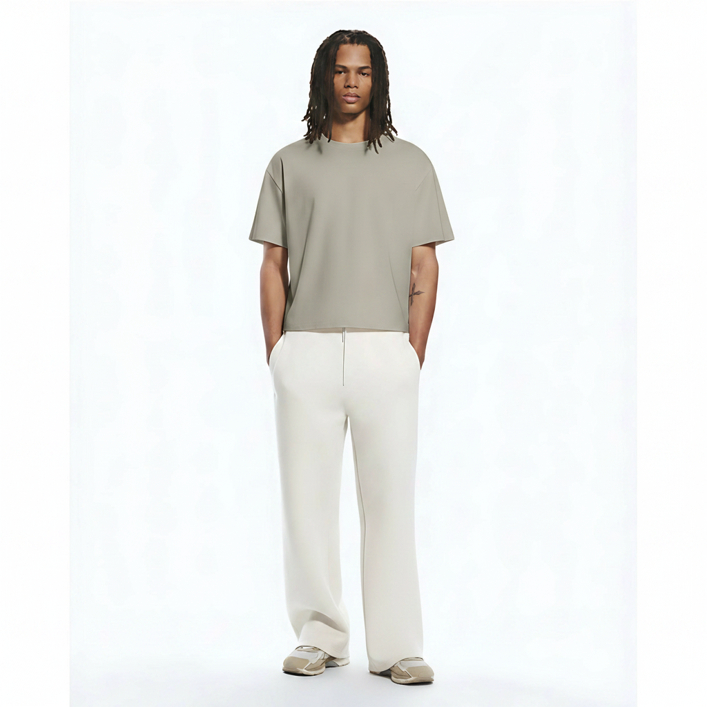 Cooling Quick-Dry Training T-Shirt on model - Light Gray front view