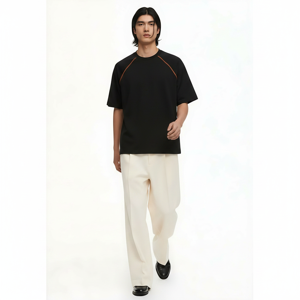 Baseball T-Shirt Colorblock on model - Black front view