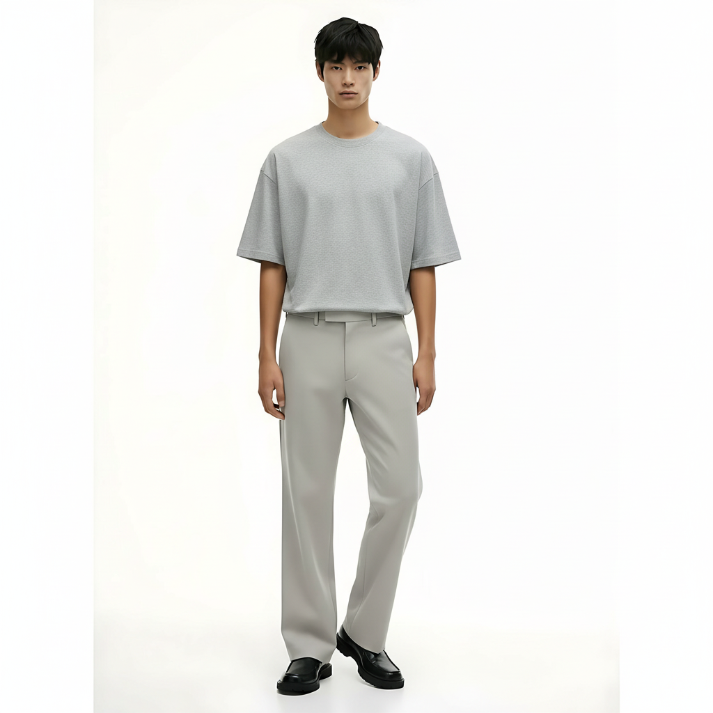 Heavyweight Cotton T-Shirt 250g on model - Gray 2 front view
