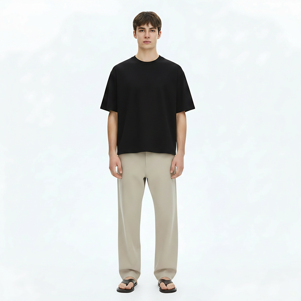 Heavyweight Shirt Cooling Tee on model - Black front view