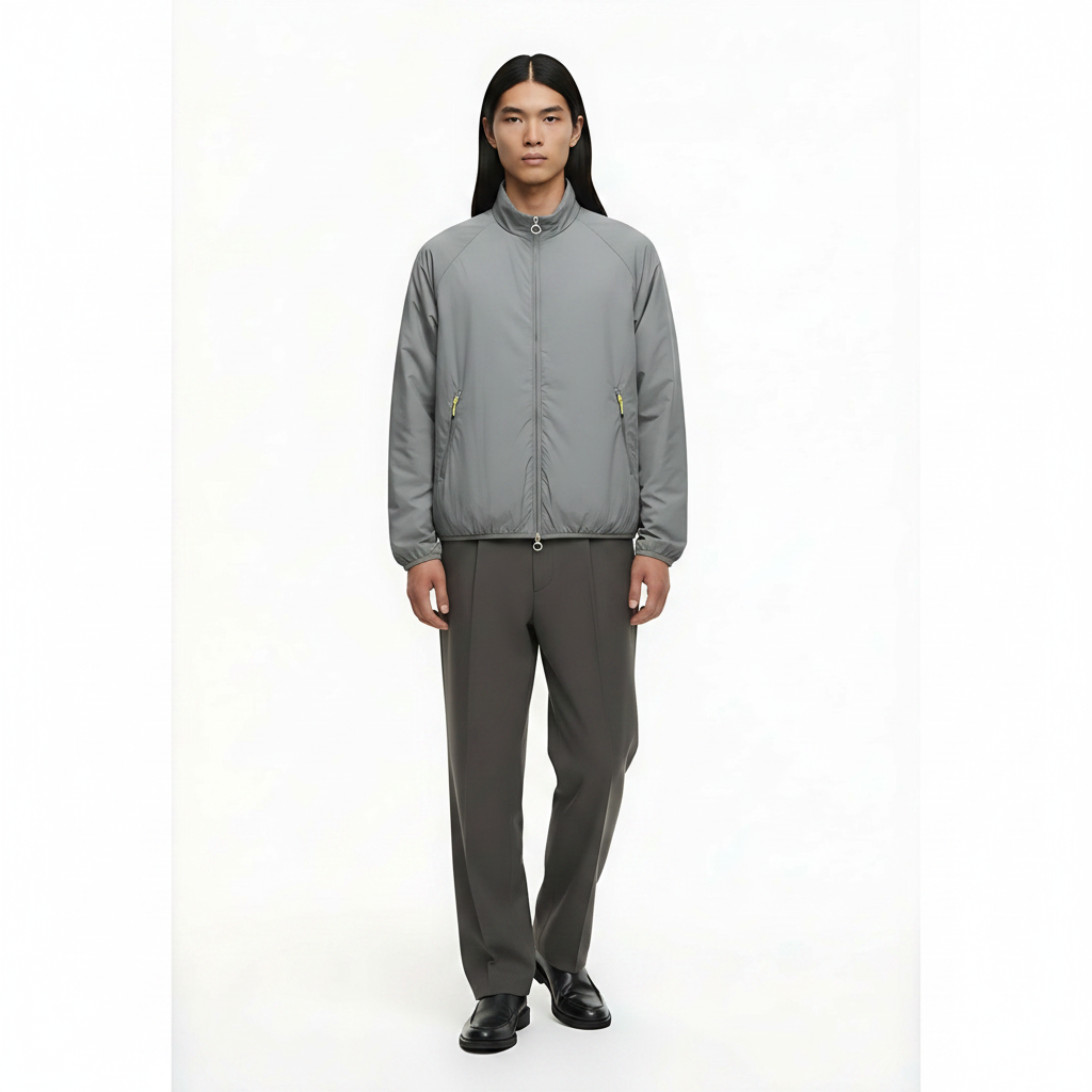 Insulated Water-Repellent Performance Coat on model - Gray front view