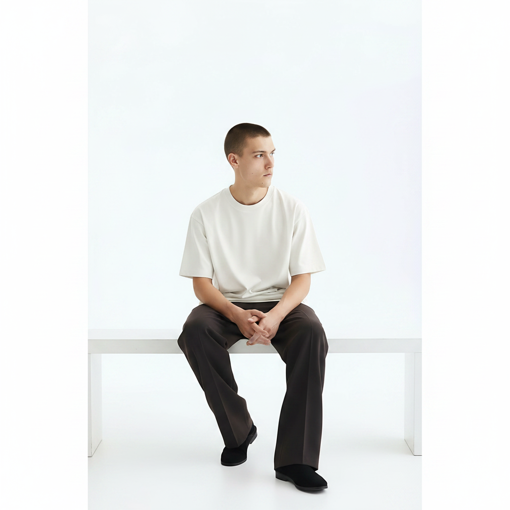 Cotton Oversized T-Shirt Cooling 220g on model - White front view