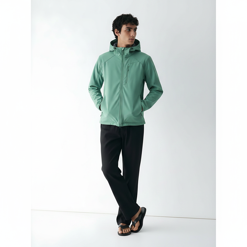 Softshell Jacket Fleece-Lined on model - Green front view