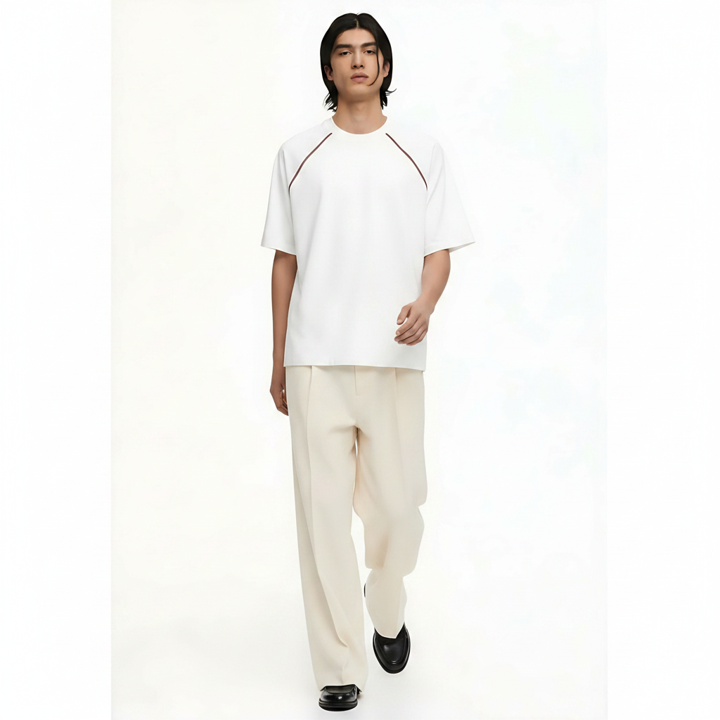 Baseball T-Shirt Colorblock on model - White front view