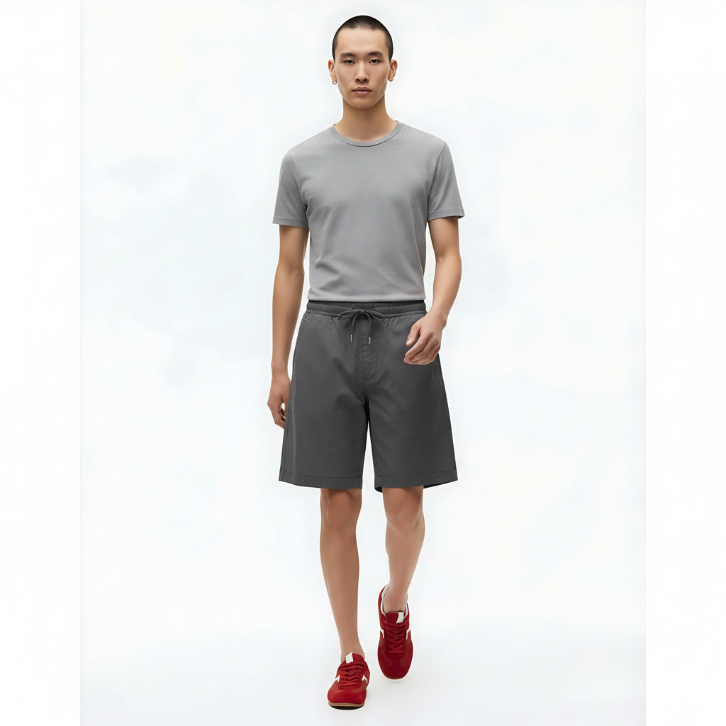 Quick-Dry Shorts Cooling Stretch on model - Gray front view