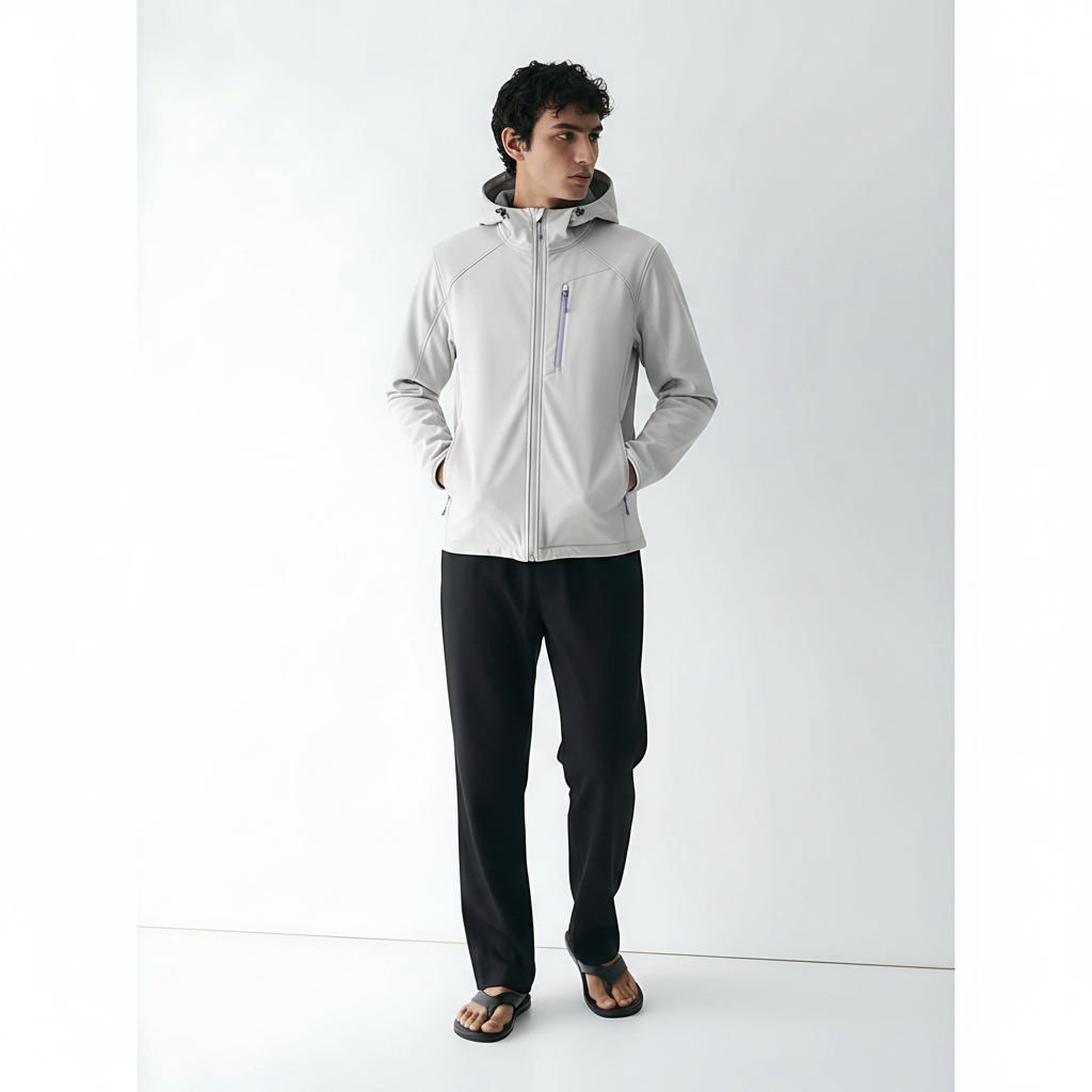 Softshell Jacket Fleece-Lined on model - White front view