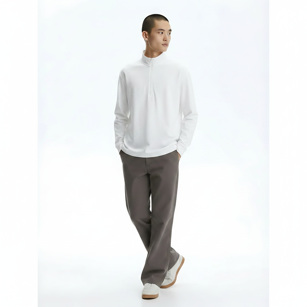 Long Sleeve T-Shirt on model - Blue front view