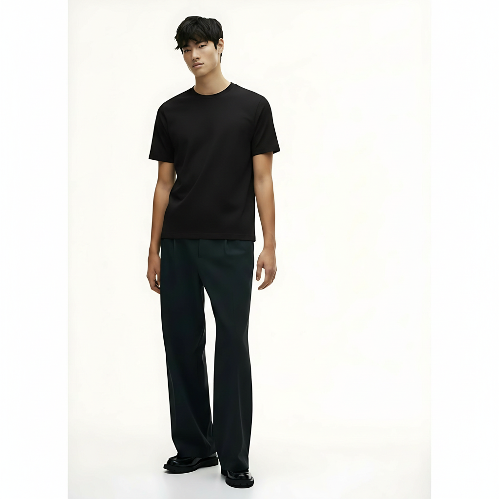 Heavyweight Quick-Dry T-Shirt on model - Black 2 front view