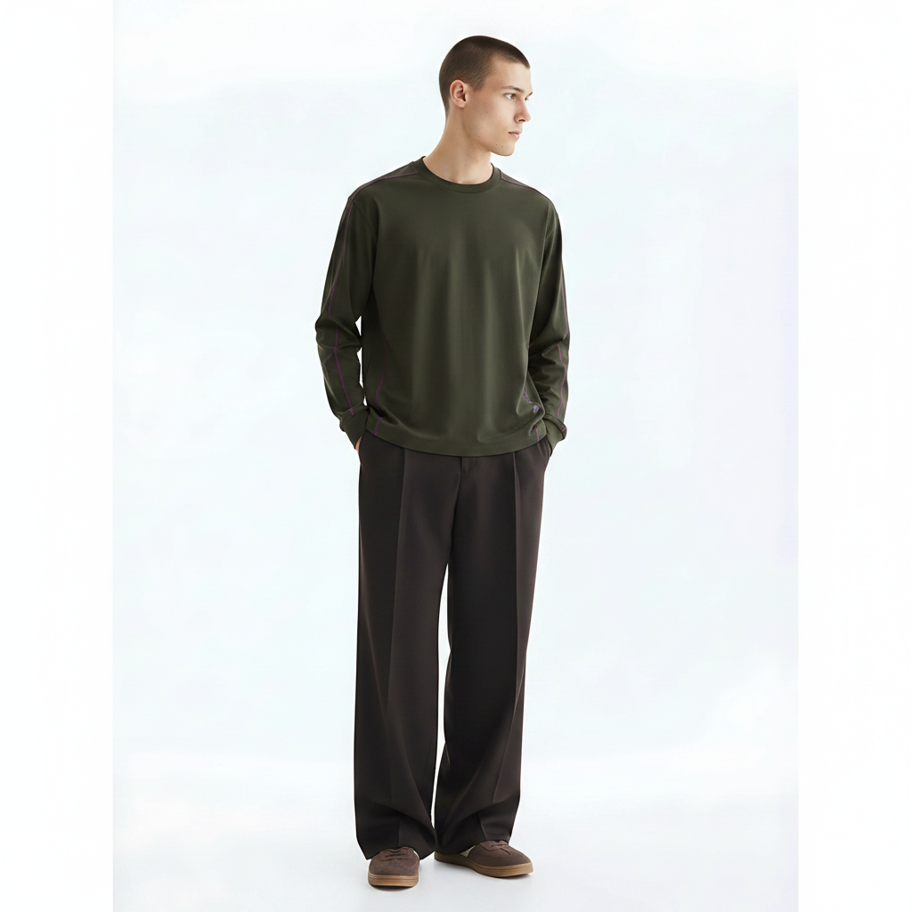 Outdoor Graphic Long-Sleeve T-Shirt on model - Green front view