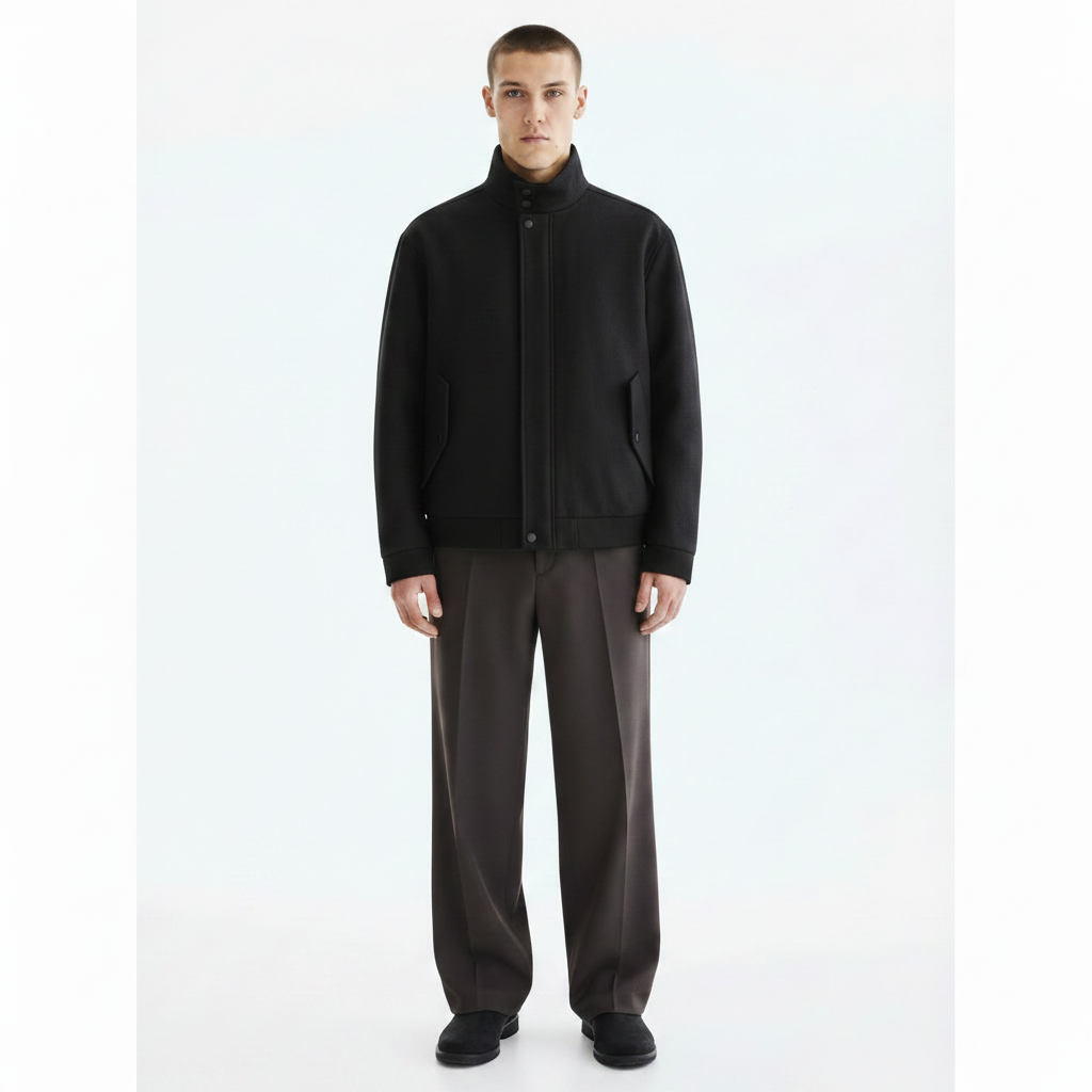 Oversized Zip Jacket on model - Black front view