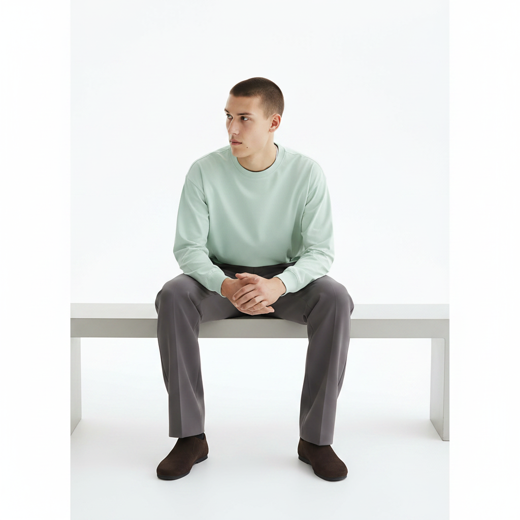 Long Sleeve Running Shirt on model - White front view