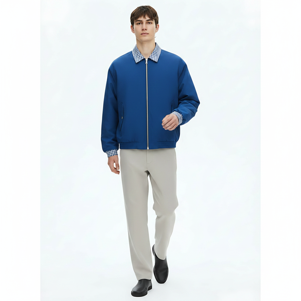 Polyester Jacket Lightweight Relaxed Fit on model - Black front view