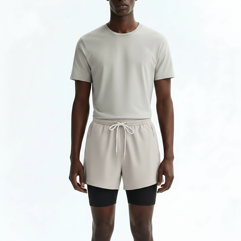Outdoor Stretch Quick-Dry Shorts on model - White front view