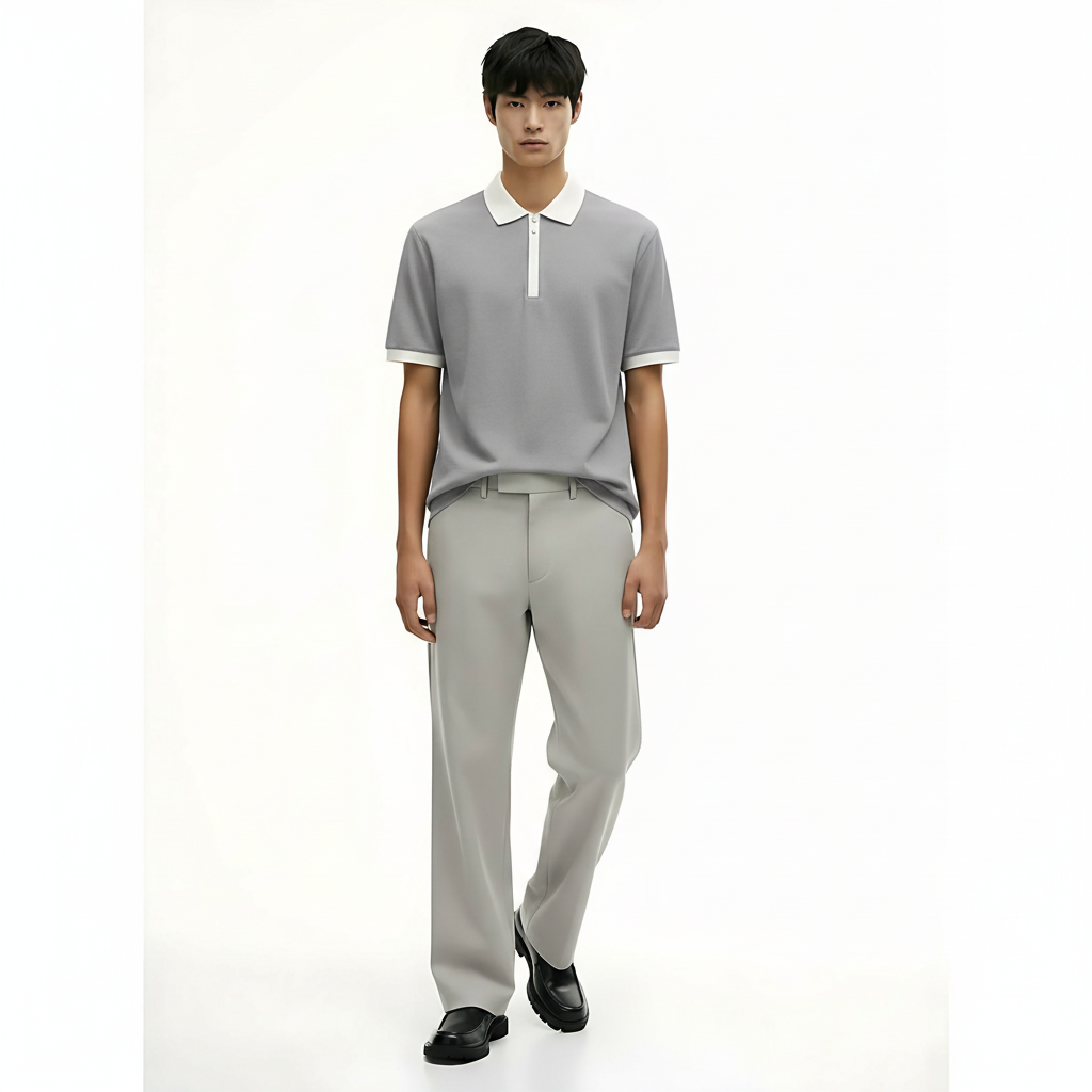 Heavyweight Cotton T-Shirt 250g on model - Gray 3 front view