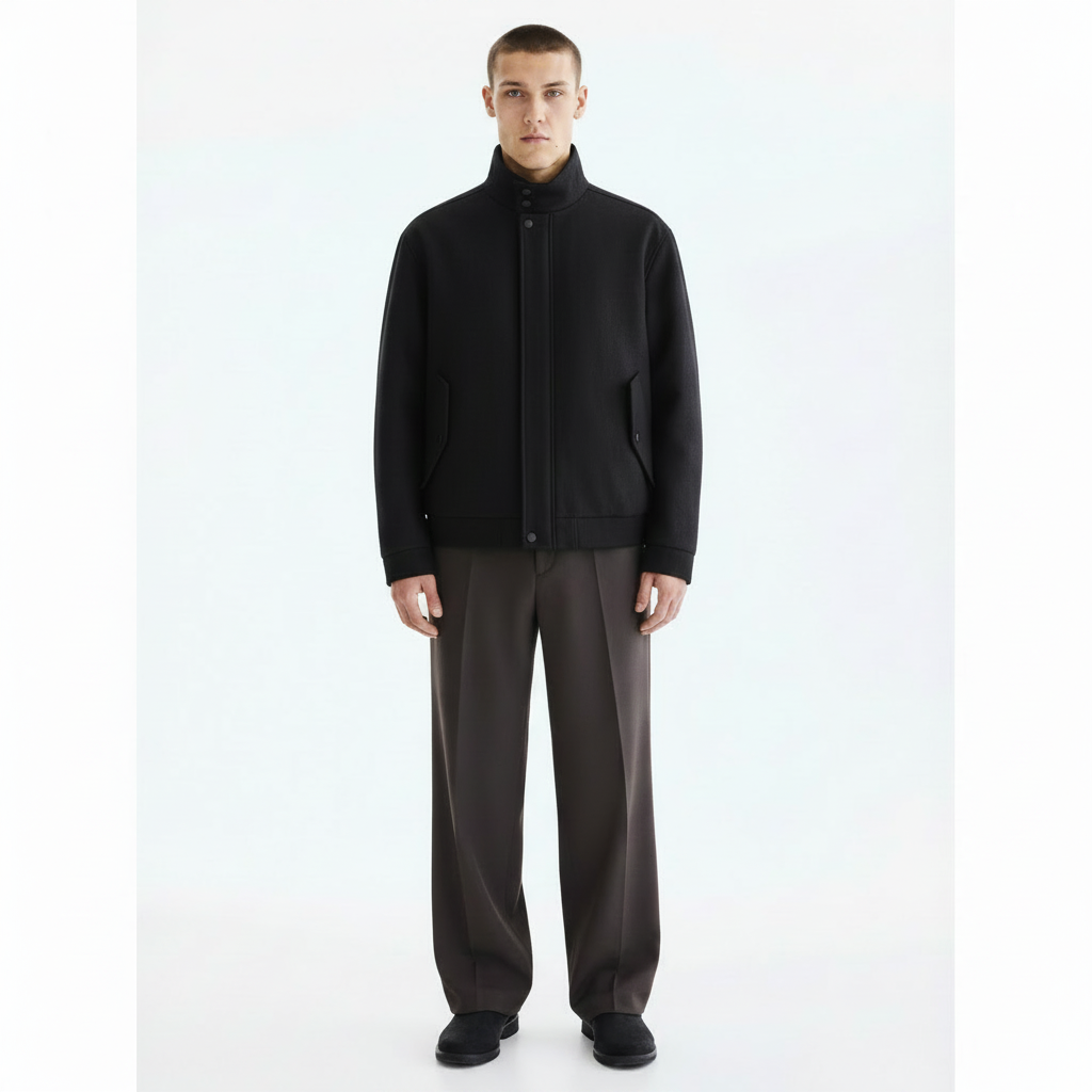 Oversized Zip Jacket on model - Gray front view