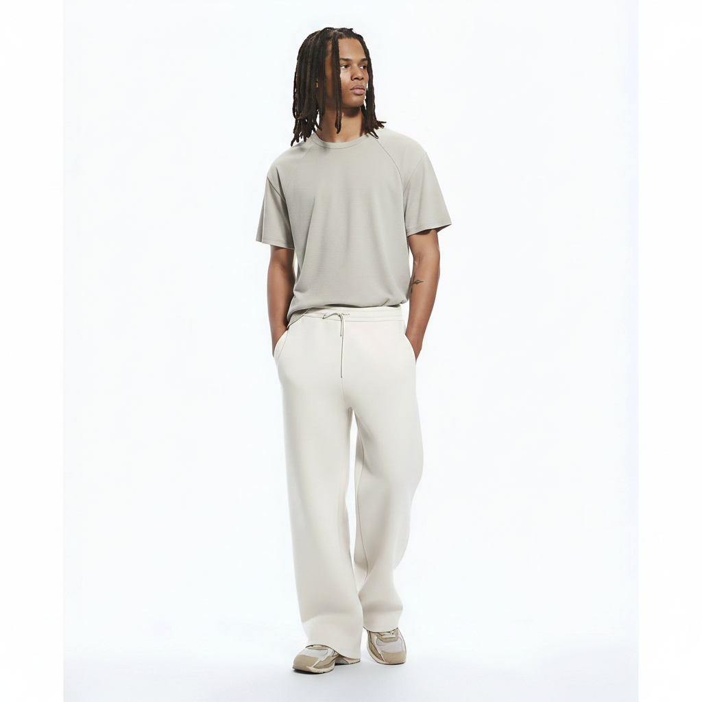 Heavyweight Cotton-Blend T-Shirt on model - Gray front view