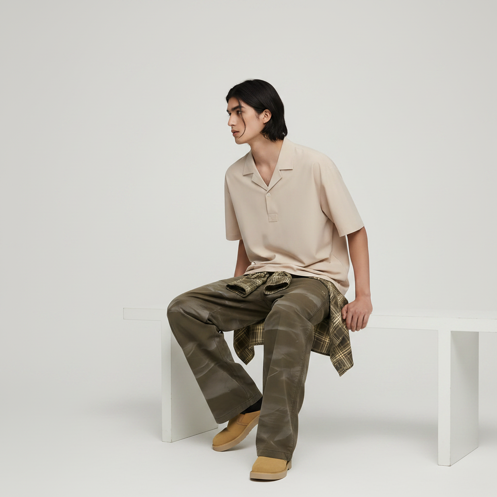 Heavyweight Pants on model - Black front view