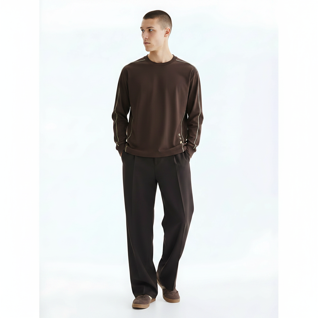 Outdoor Graphic Long-Sleeve T-Shirt on model - Brown front view