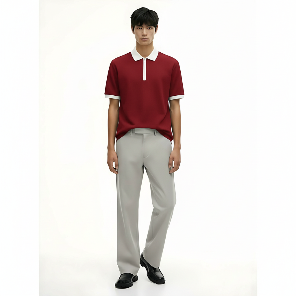 Heavyweight Cotton T-Shirt 250g on model - Red front view