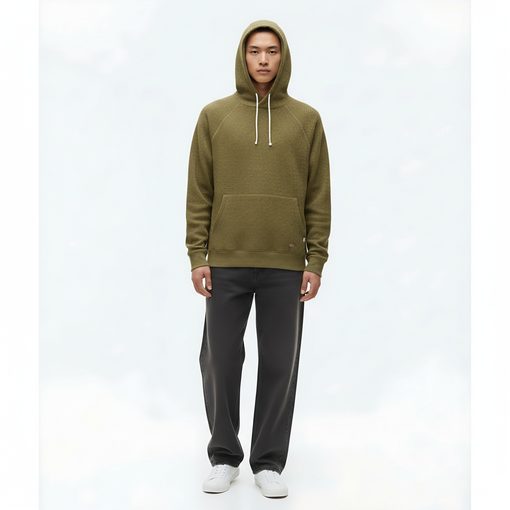 Lightweight Hoodie Pullover on model - Green front view