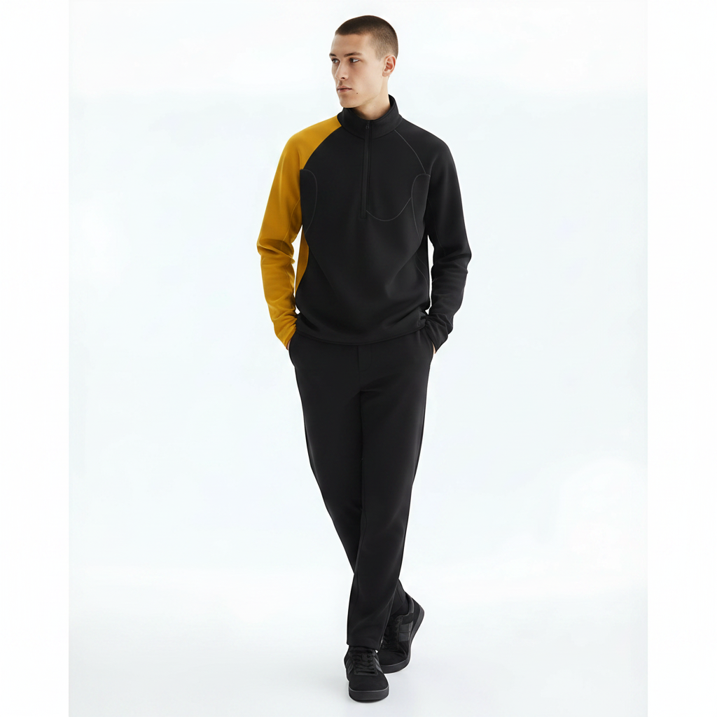 Cooling Outdoor Half-Zip Fleece Hoodie on model - Yellow front view