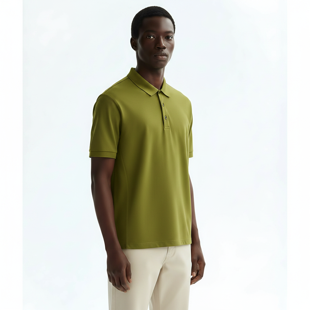 Quick-Dry Polo Shirt UPF50+ on model - Green front view