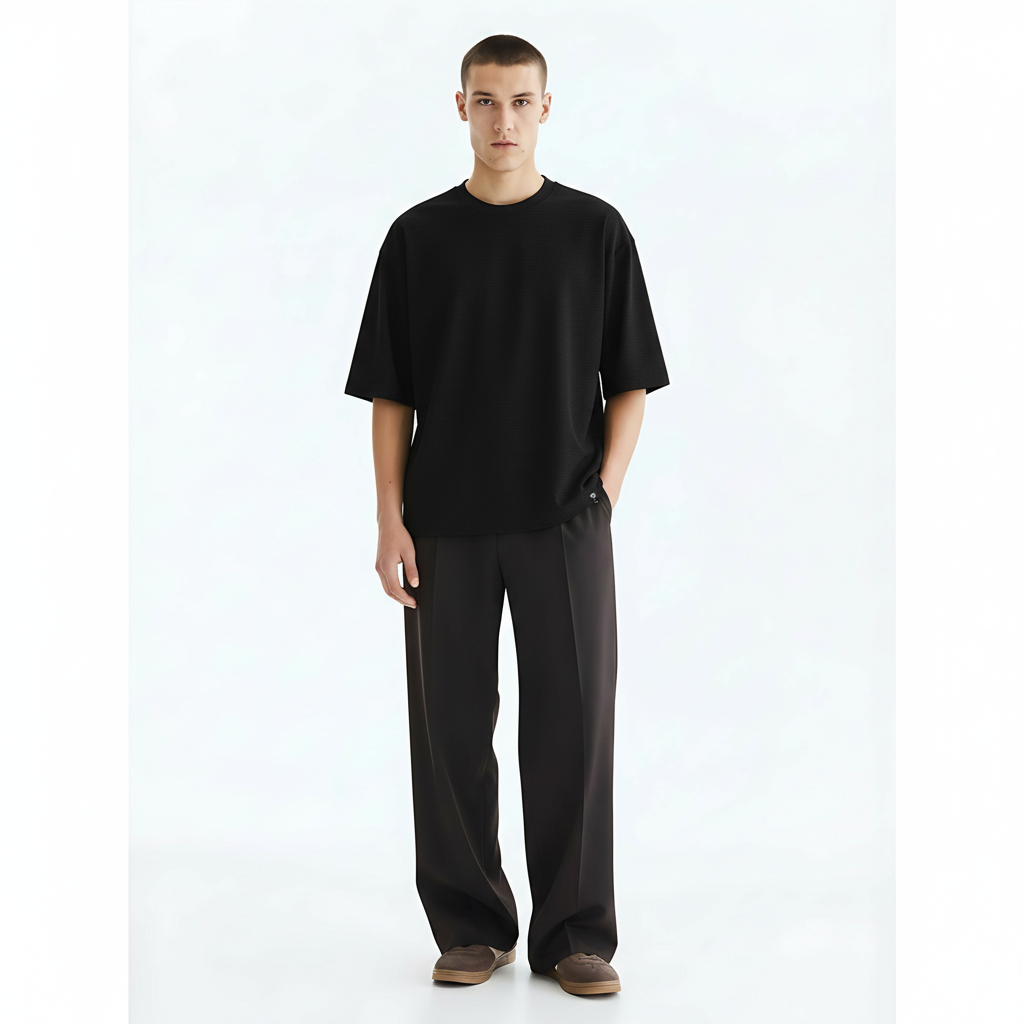 Outdoor Breathable Mesh T-Shirt on model - Jet Black front view