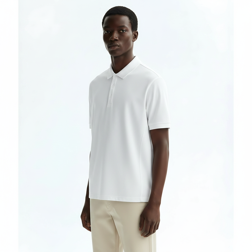 Quick-Dry Polo Shirt UPF50+ on model - White front view
