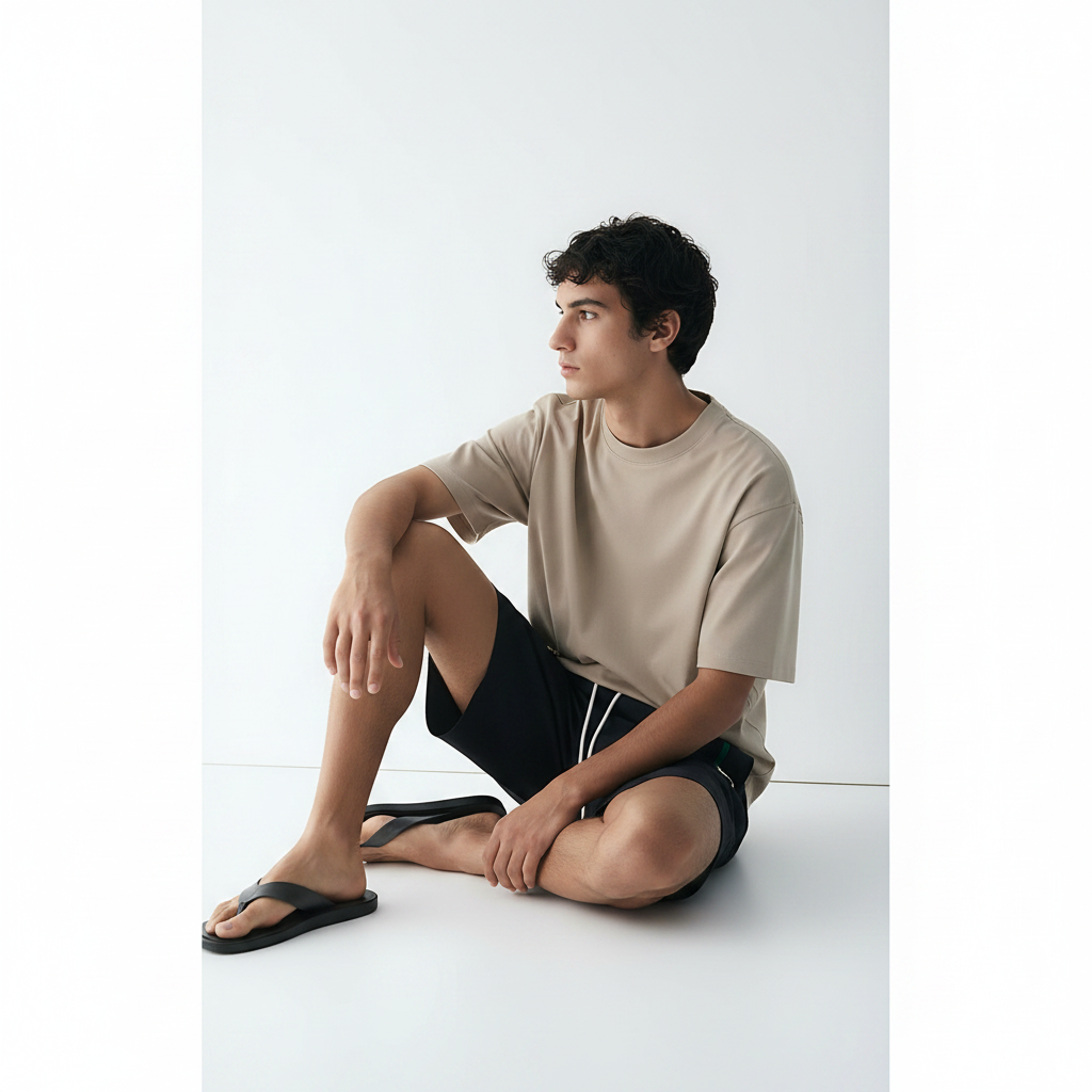 Stretch Nylon Outdoor Shorts on model - Black front view