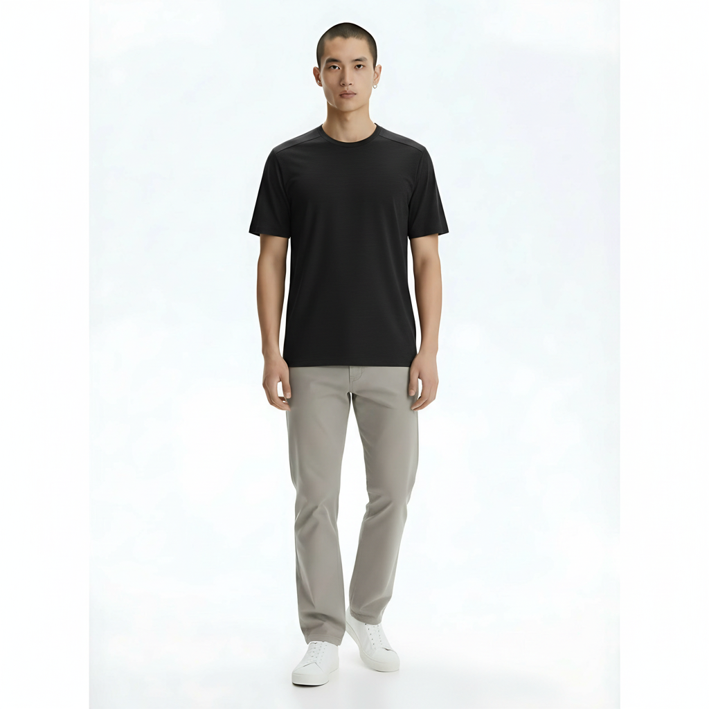 Quick-Dry Running T-Shirt on model - Black front view