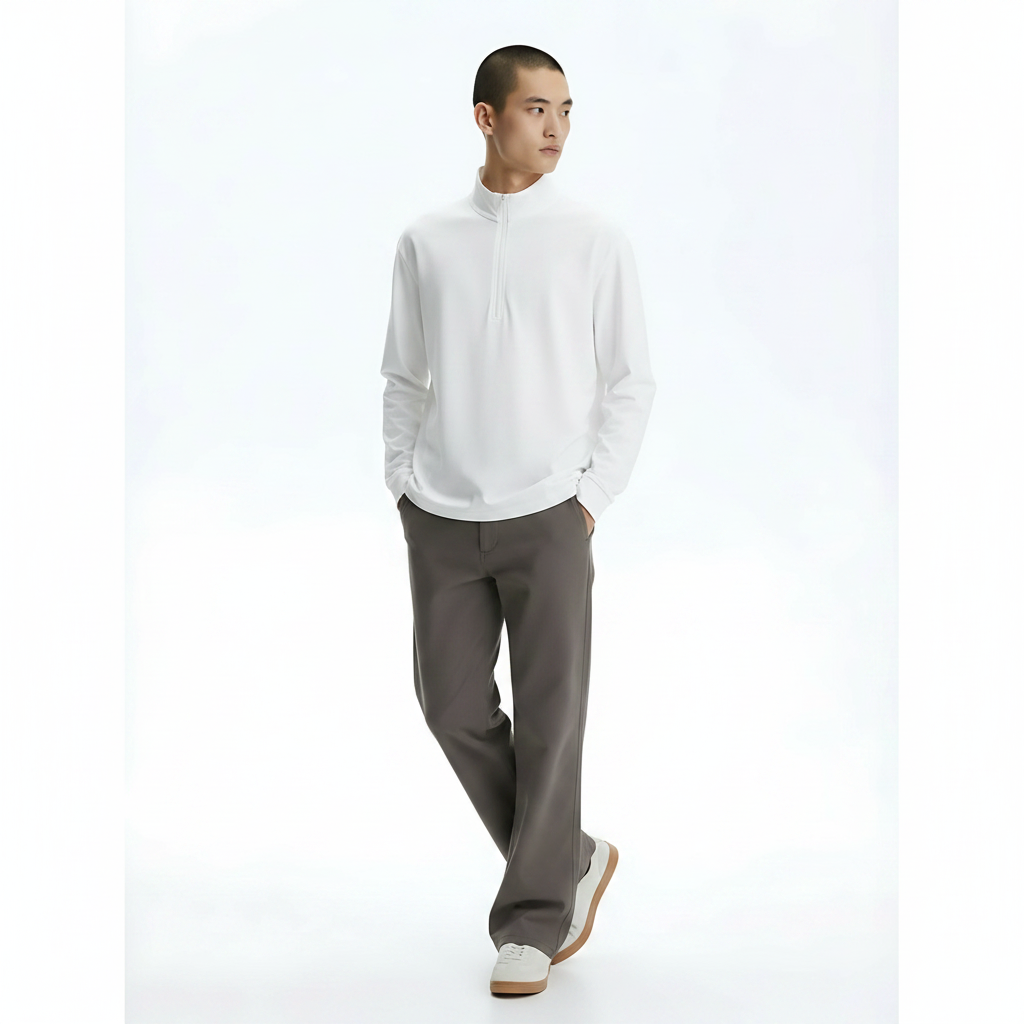 Long Sleeve T-Shirt on model - Green front view
