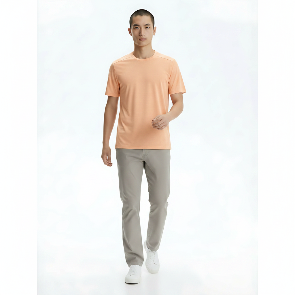 Quick-Dry Running T-Shirt on model - Light Pink front view