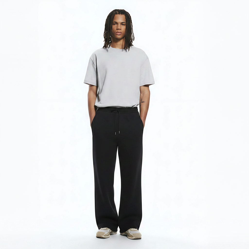 Quick-Dry Pants Wide-Leg Set on model - Black front view