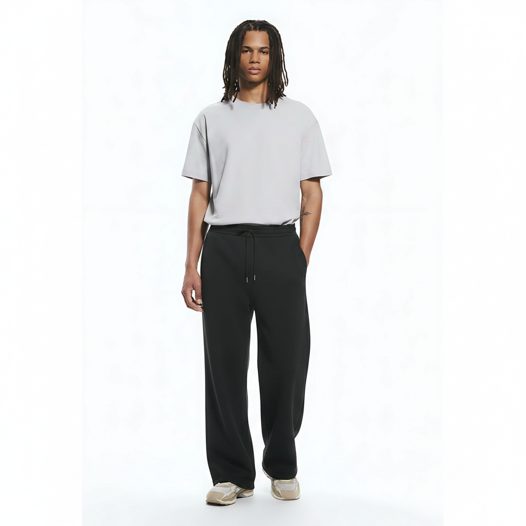 Quick-Dry Pants Wide-Leg Set on model - Gray front view