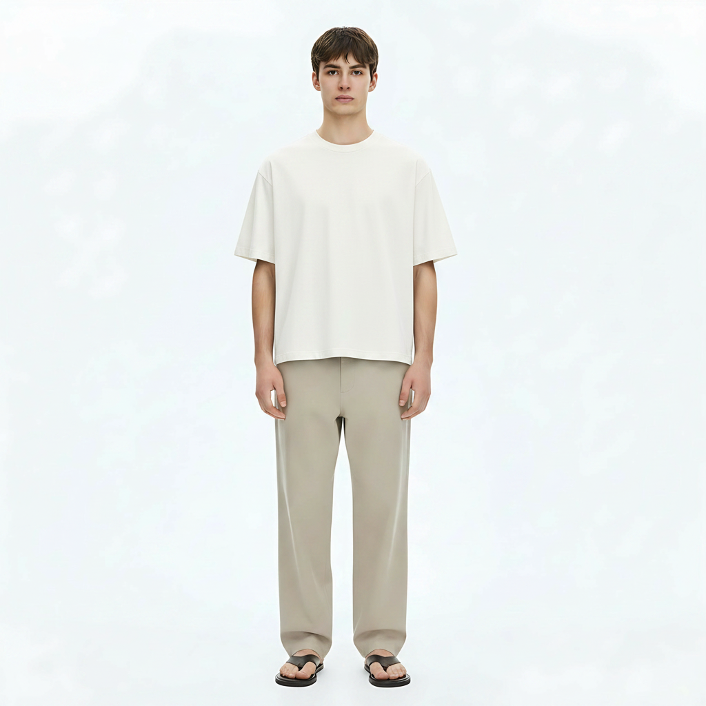 Heavyweight Shirt Cooling Tee on model - White front view
