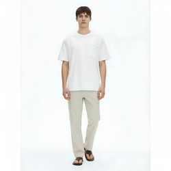 Men's 3/4 Sleeve Oversized T-Shirt on model - White front view