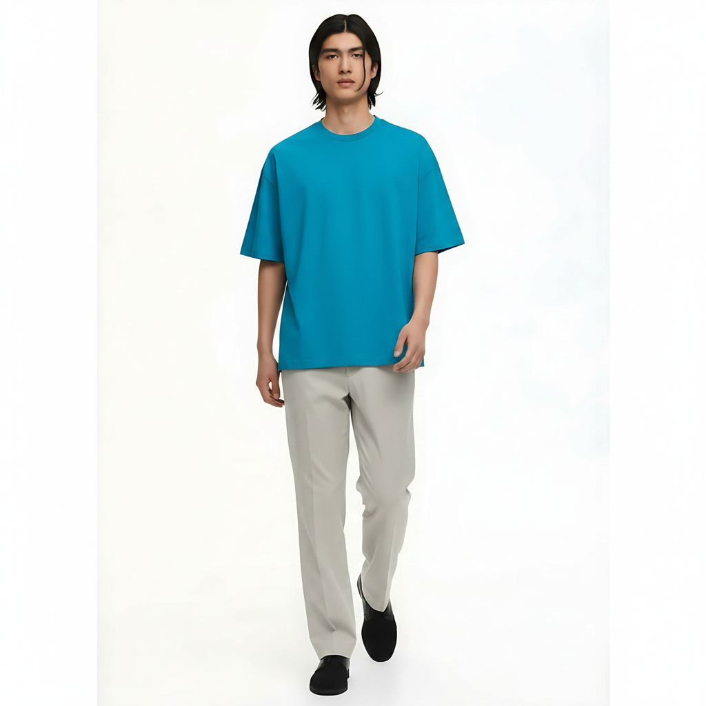 Cotton Shorts Heavyweight on model - Blue front view
