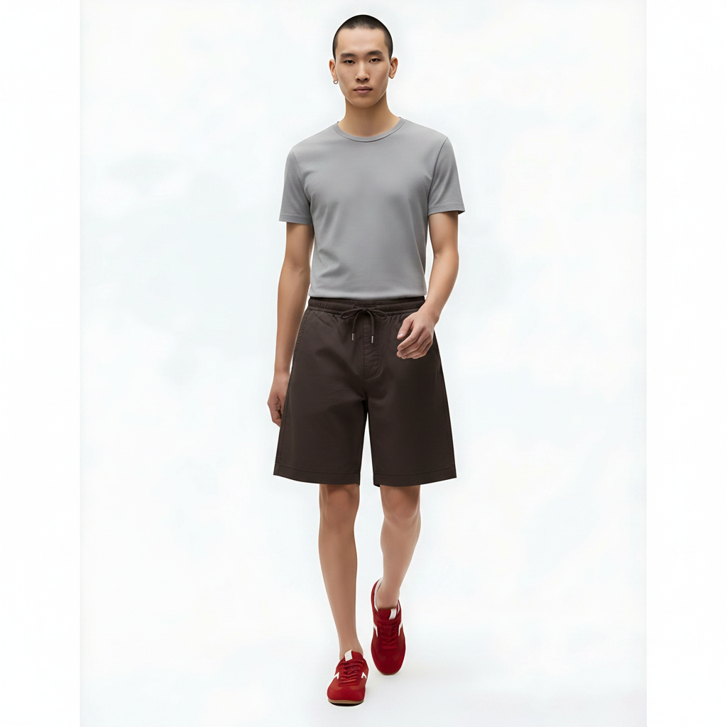 Quick-Dry Shorts Cooling Stretch on model - Dark Brown front view