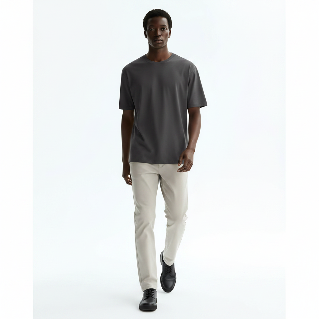 Cool Touch T-Shirt on model - Charcoal Gray front view