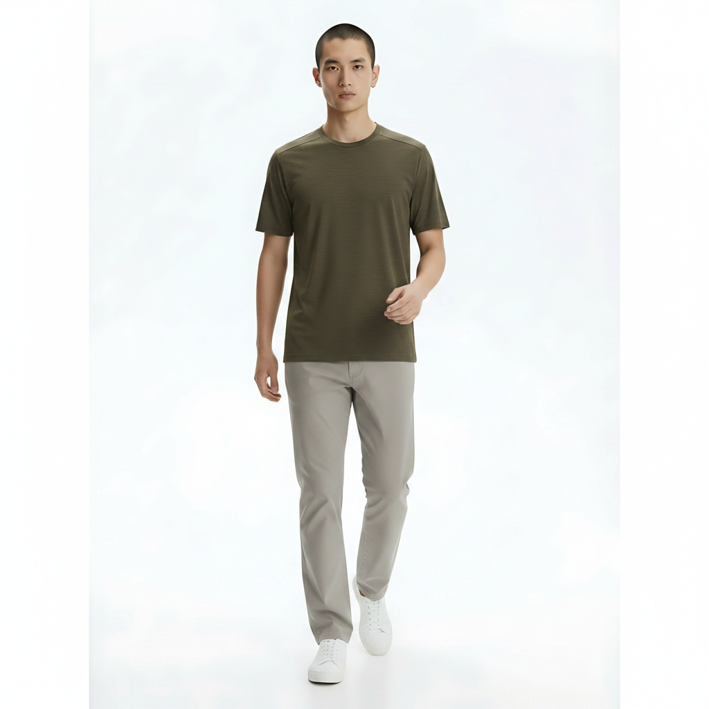 Quick-Dry Running T-Shirt on model - Green front view