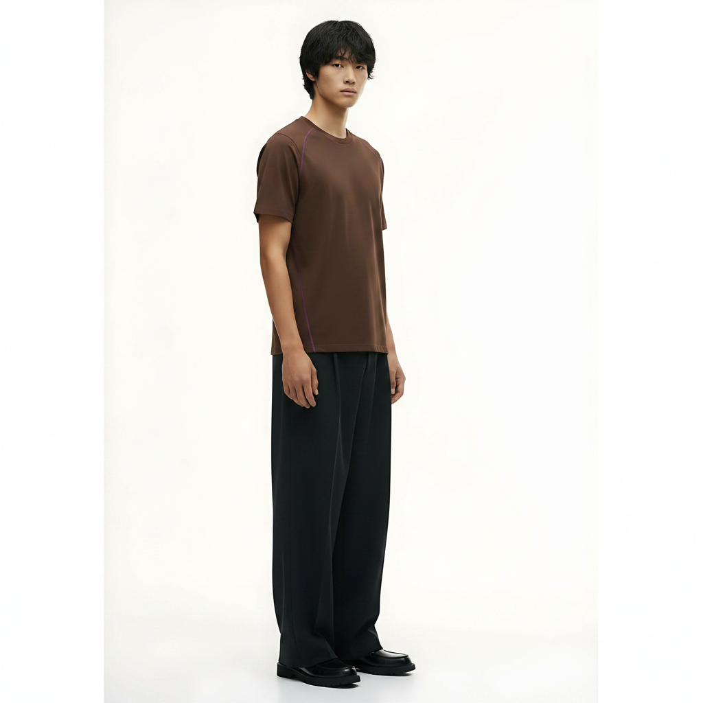 Outdoor Heavyweight T-Shirt on model - Dark Brown front view