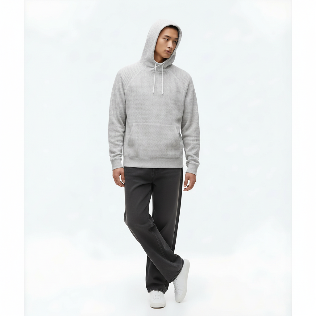 Lightweight Hoodie Pullover on model - White 2 front view