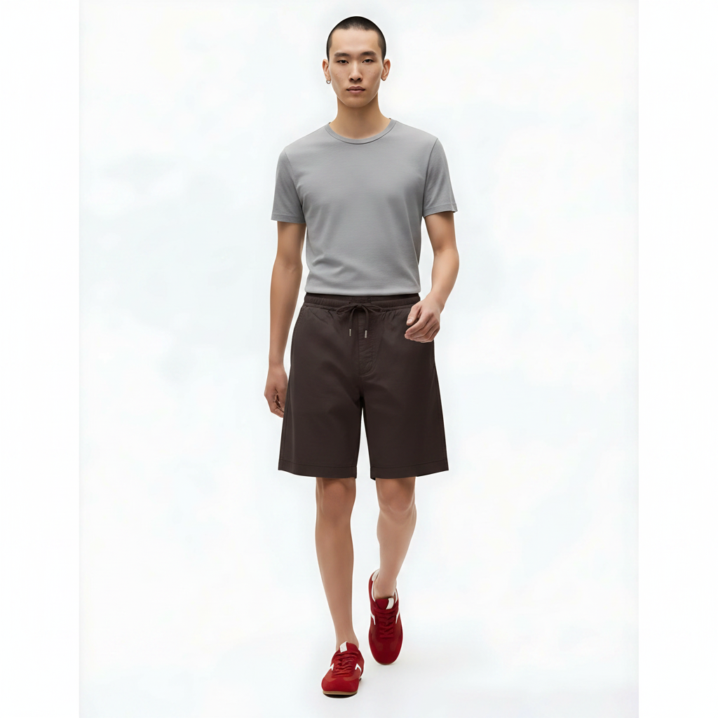 Quick-Dry Shorts Cooling Stretch on model - Brown front view
