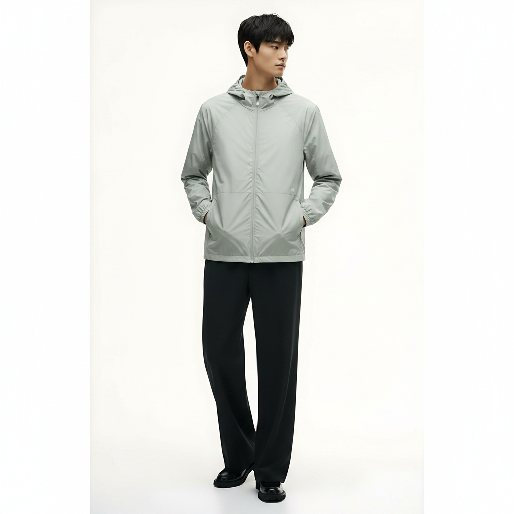 Relaxed Fit Jacket Outdoor on model - Gray front view
