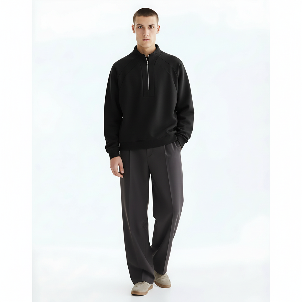 Heavyweight Hoodies Cotton Hoodie on model - Black front view