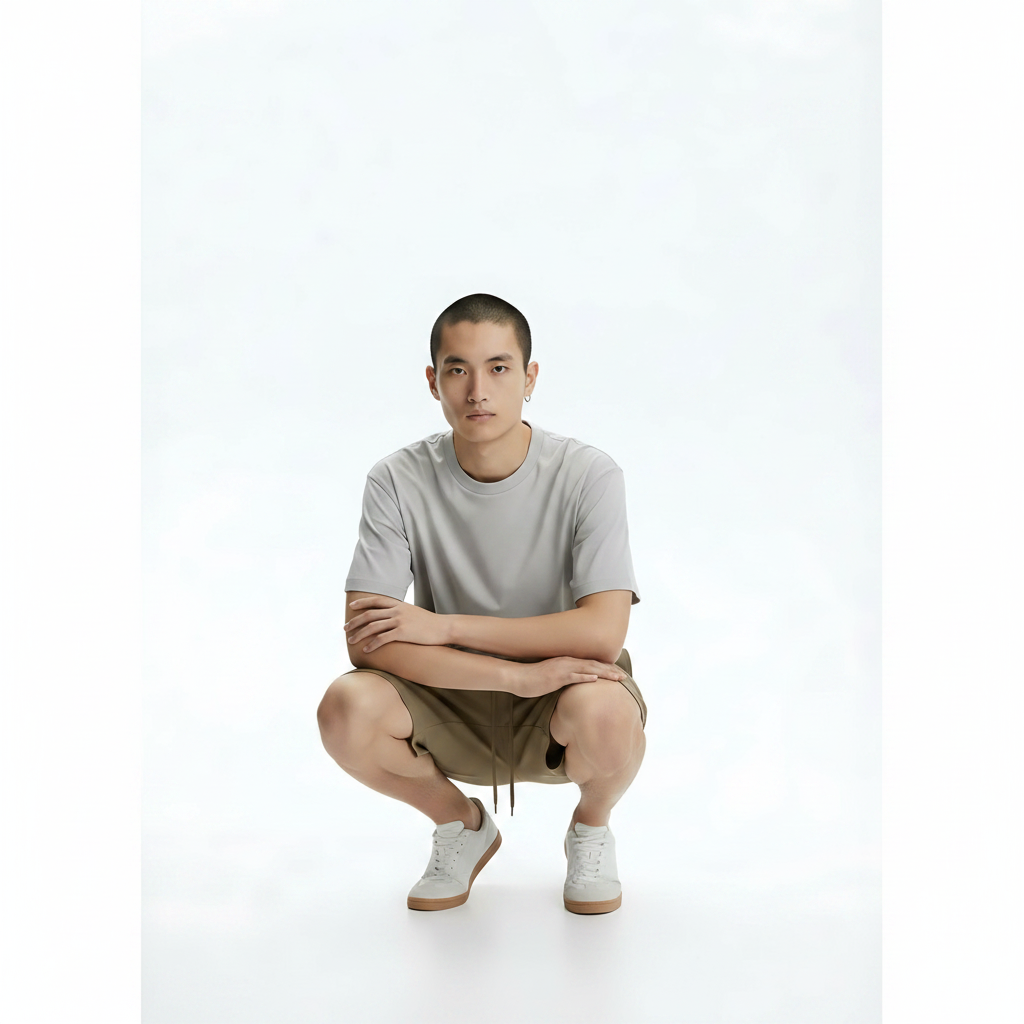 Oversized Shorts Heavyweight 100% Cotton on model - Brown front view