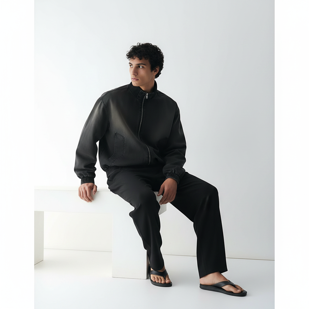 Detroit Jacket on model - Black front view