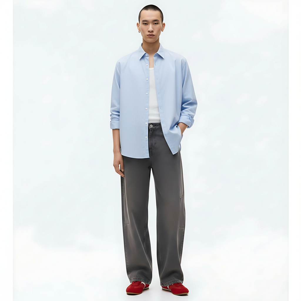 Lightweight Jacket Wind-Resistant Relaxed Fit on model - Blue front view